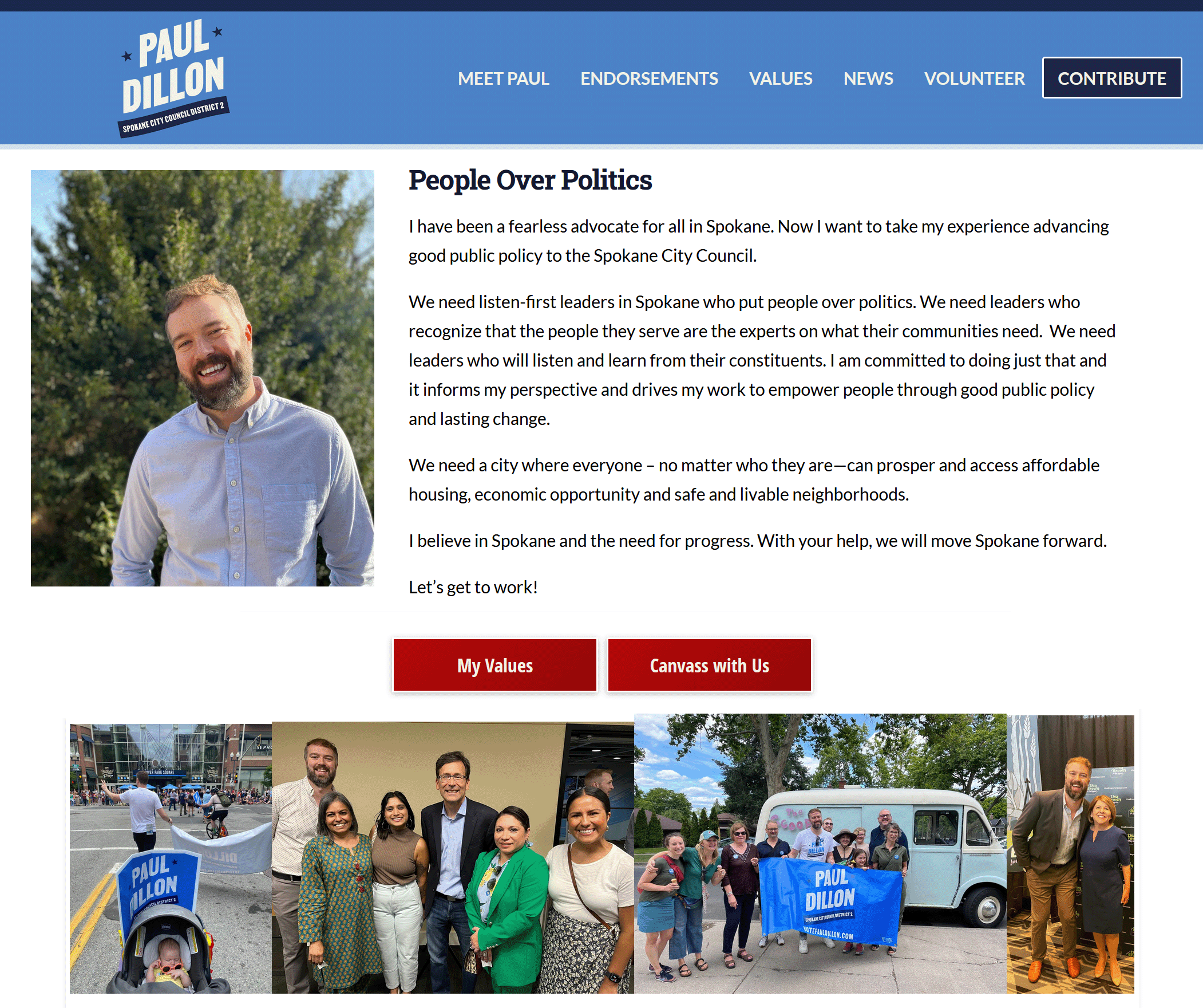 Political campaign website template example - city council home page