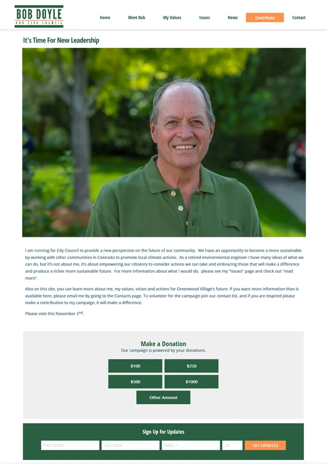 Customer campaign website for a city council candidate
