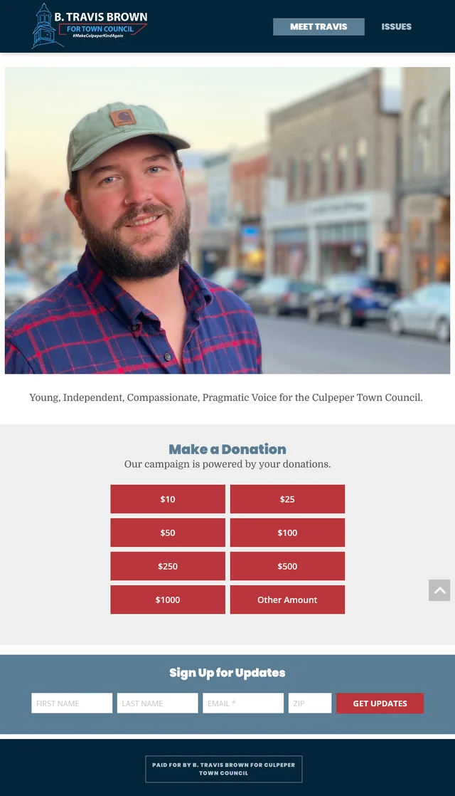 Customer campaign website for a town council candidate